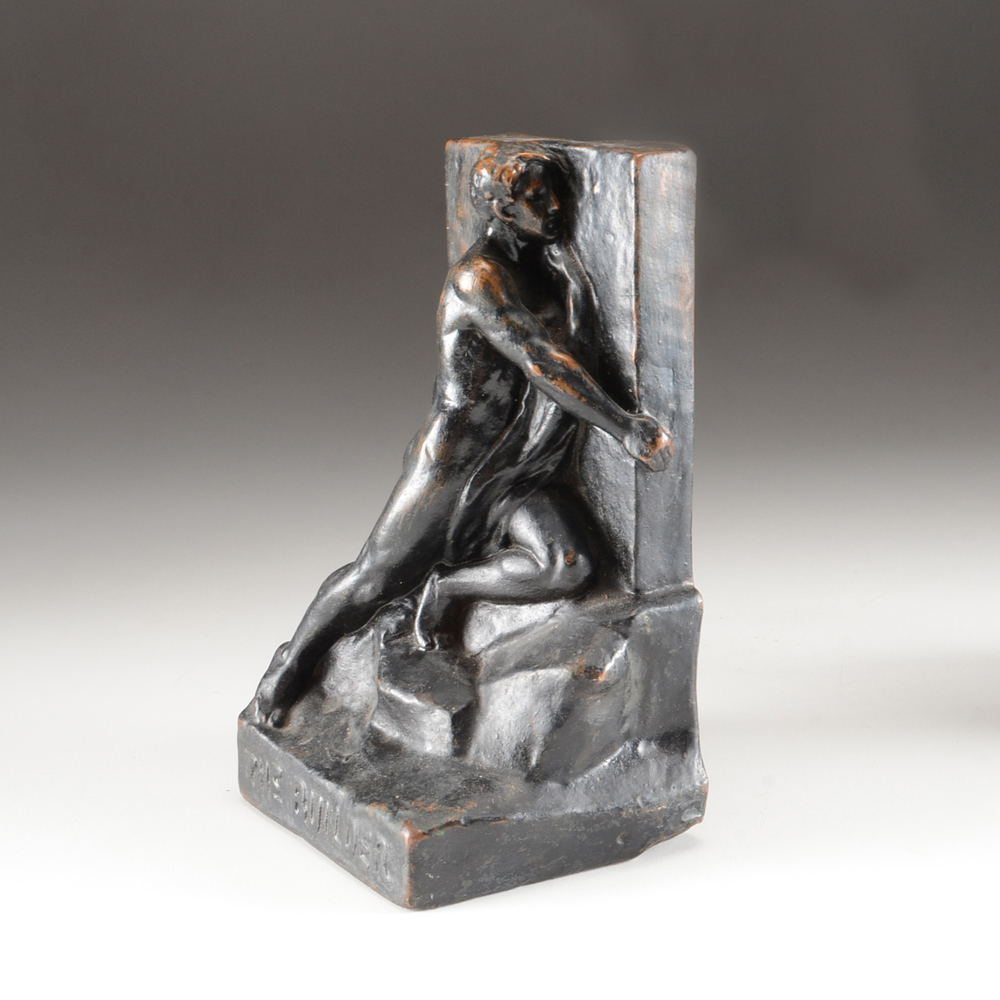 Pair of "The Builder" Bronze Bookends