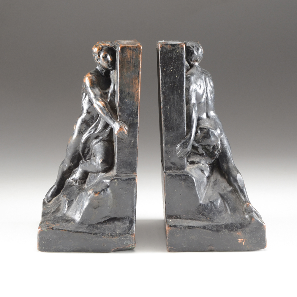 Pair of "The Builder" Bronze Bookends