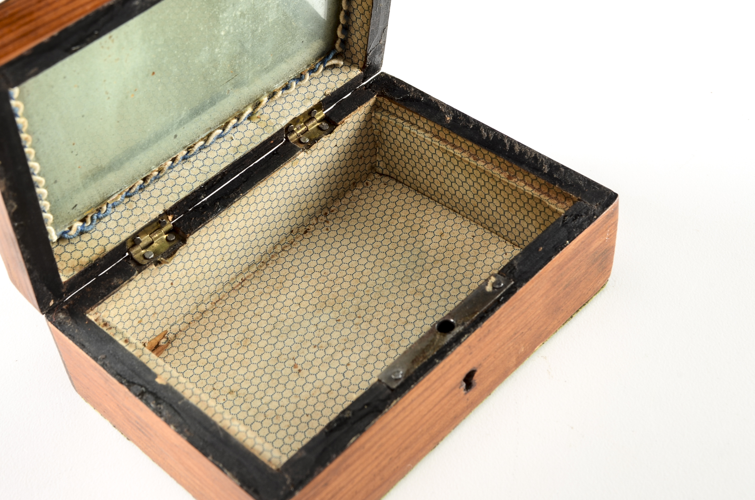 Antique Pine Trinket Box with Rabbit Finial