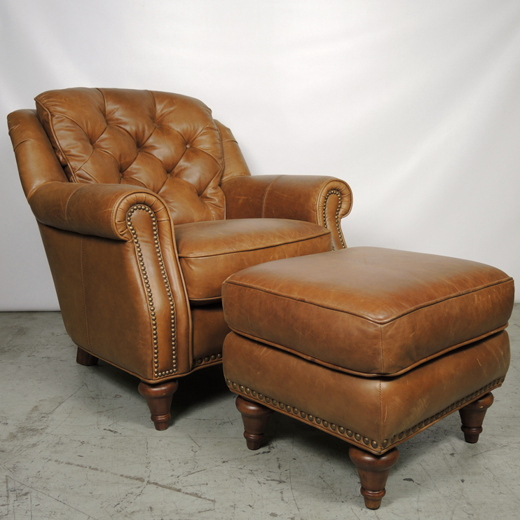 Leather Chair and Ottoman