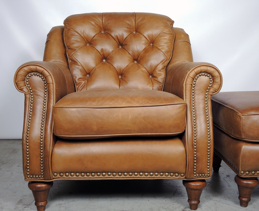 Leather Chair and Ottoman