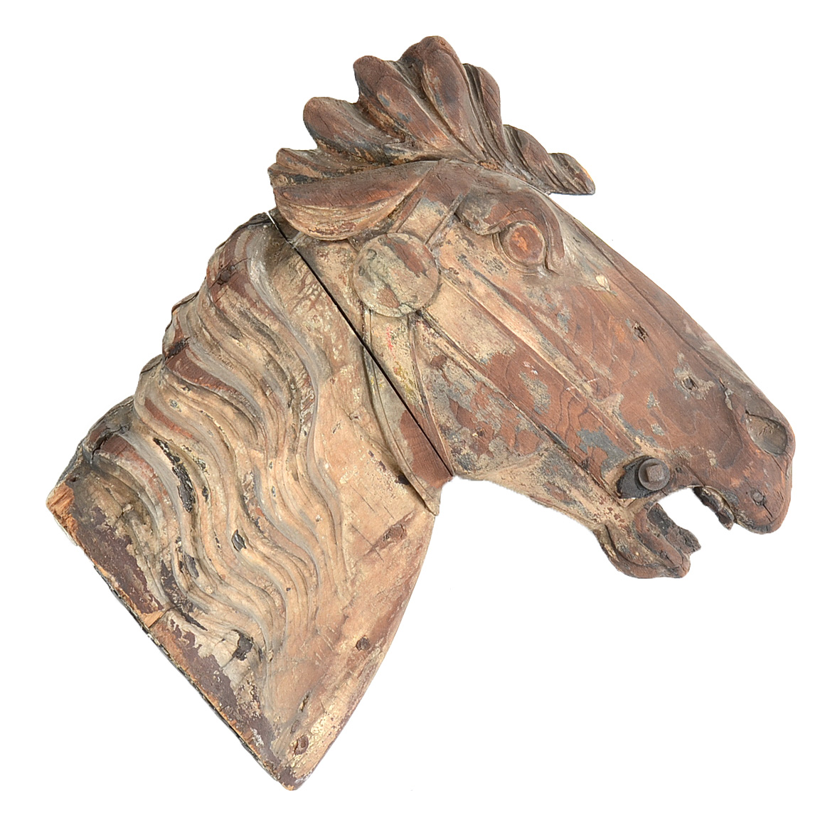 Antique Hand-Carved Carousel Horse Head