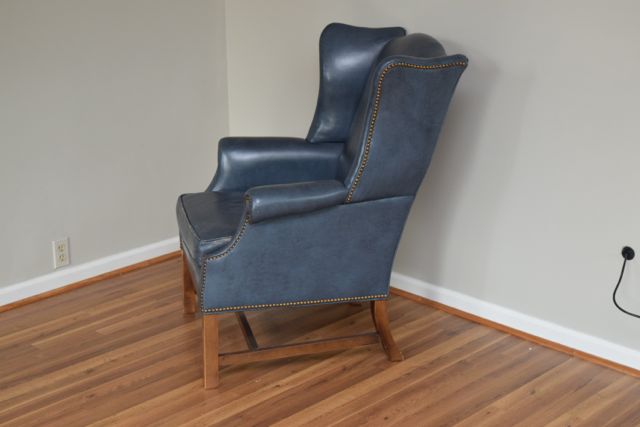 Old Hickory Tannery Leather Wingback Chair with Brass Nailhead Trim