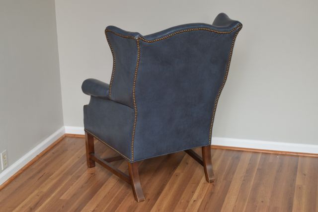 Old Hickory Tannery Leather Wingback Chair with Brass Nailhead Trim