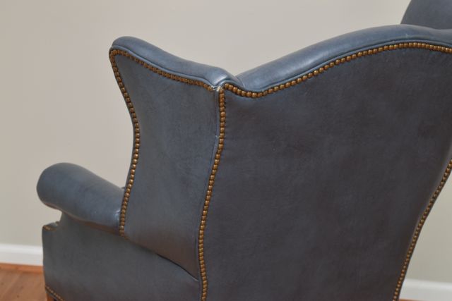 Old Hickory Tannery Leather Wingback Chair with Brass Nailhead Trim