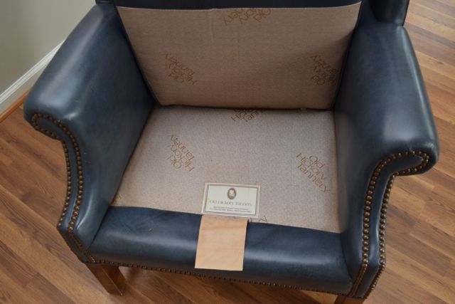 Old Hickory Tannery Leather Wingback Chair with Brass Nailhead Trim