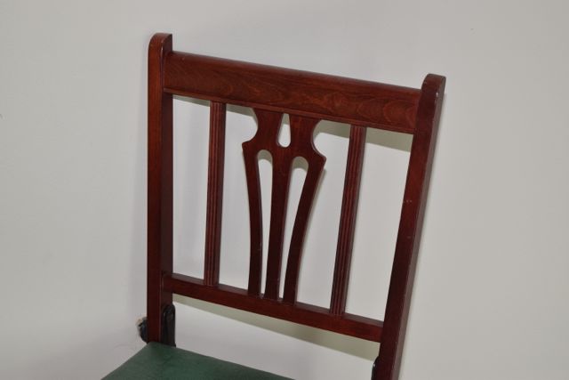 Vintage Leg-O-Matic Wood and Vinyl Folding Table with Four Matching Chairs