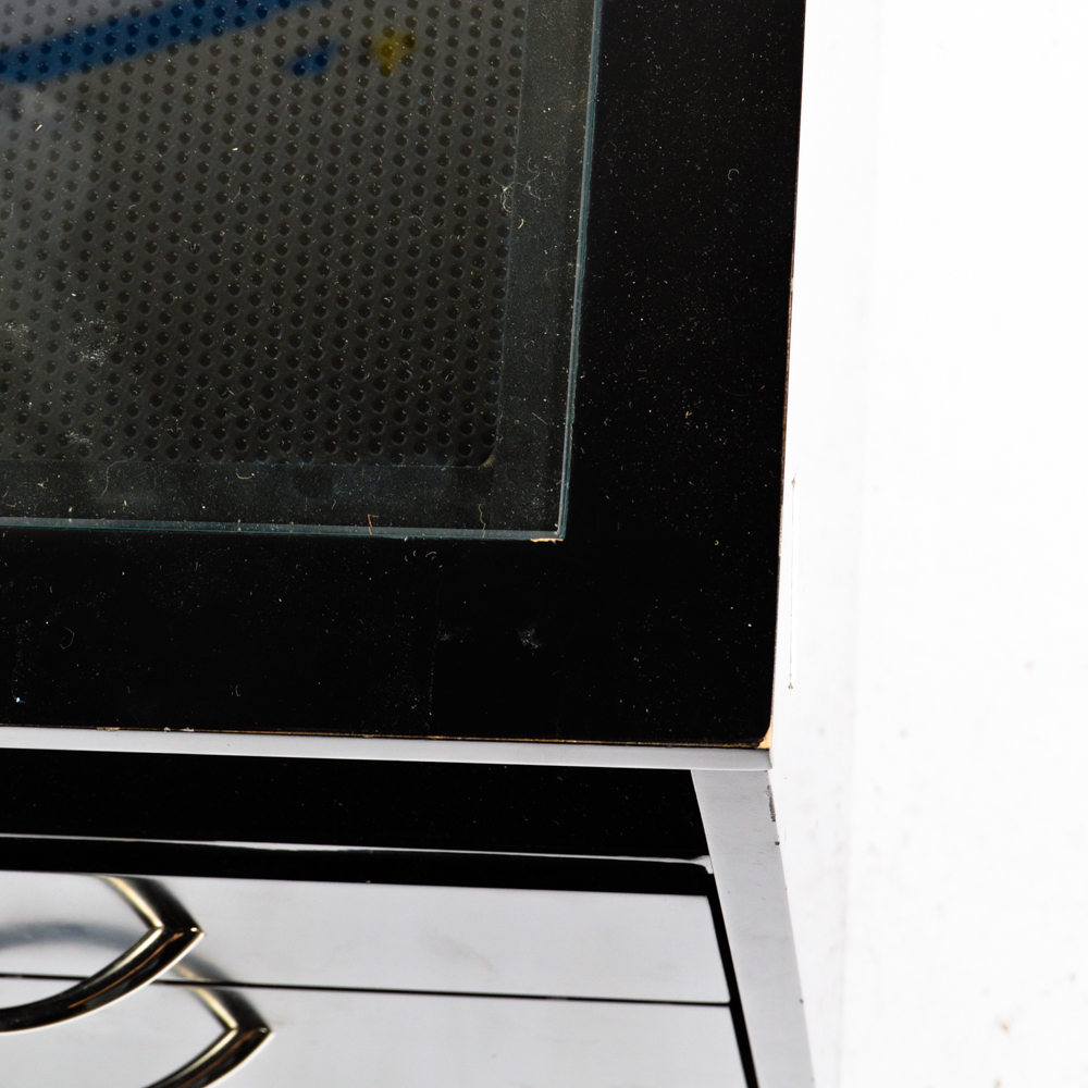 Glass Top Desk with Chair and File Cabinet