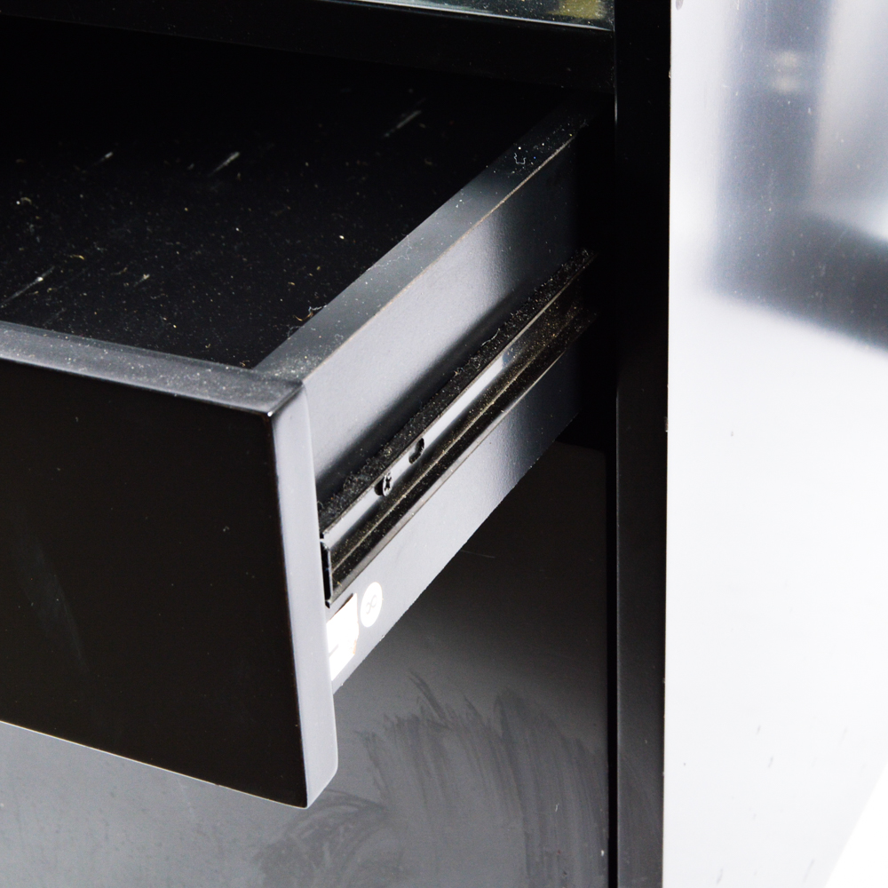 Glass Top Desk with Chair and File Cabinet