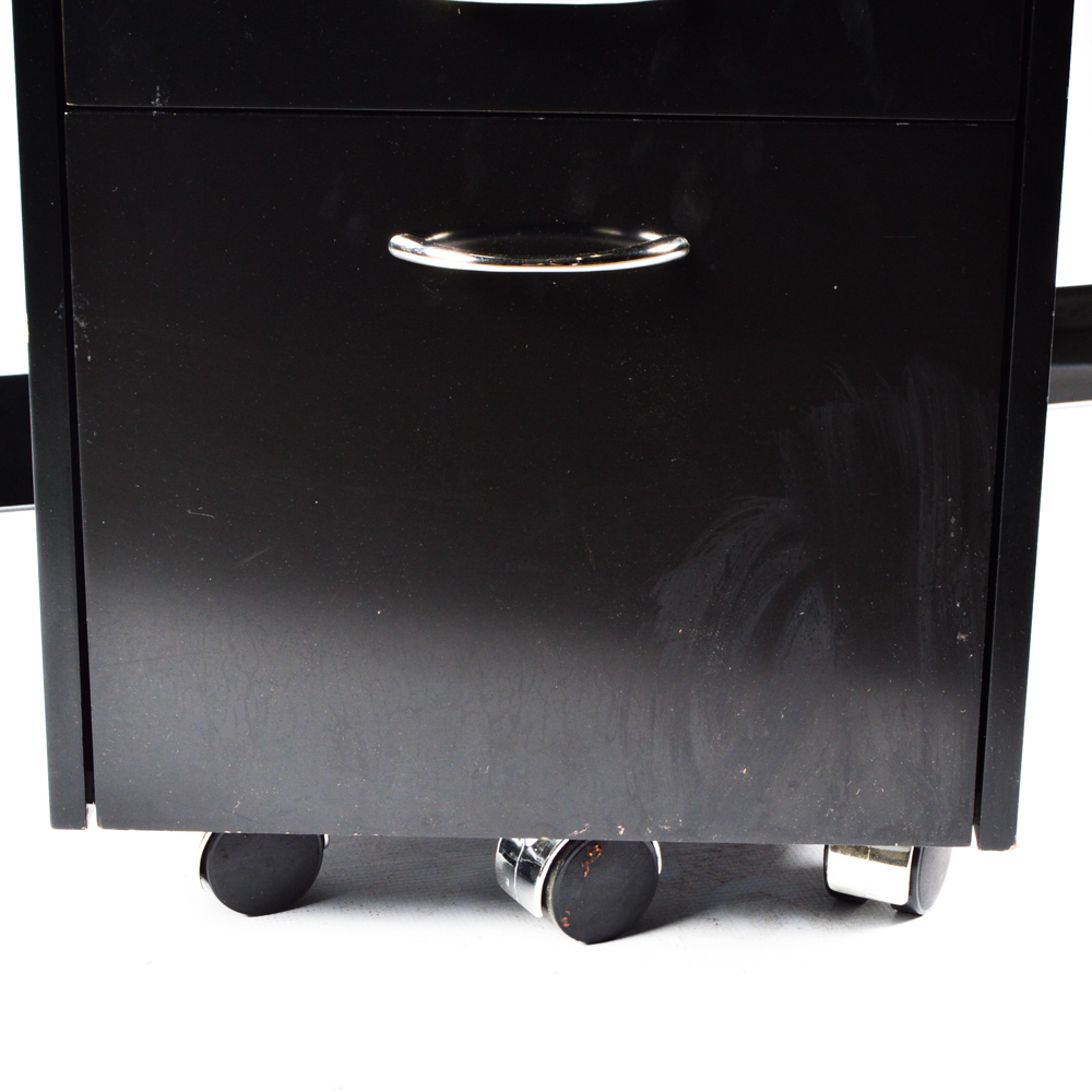 Glass Top Desk with Chair and File Cabinet