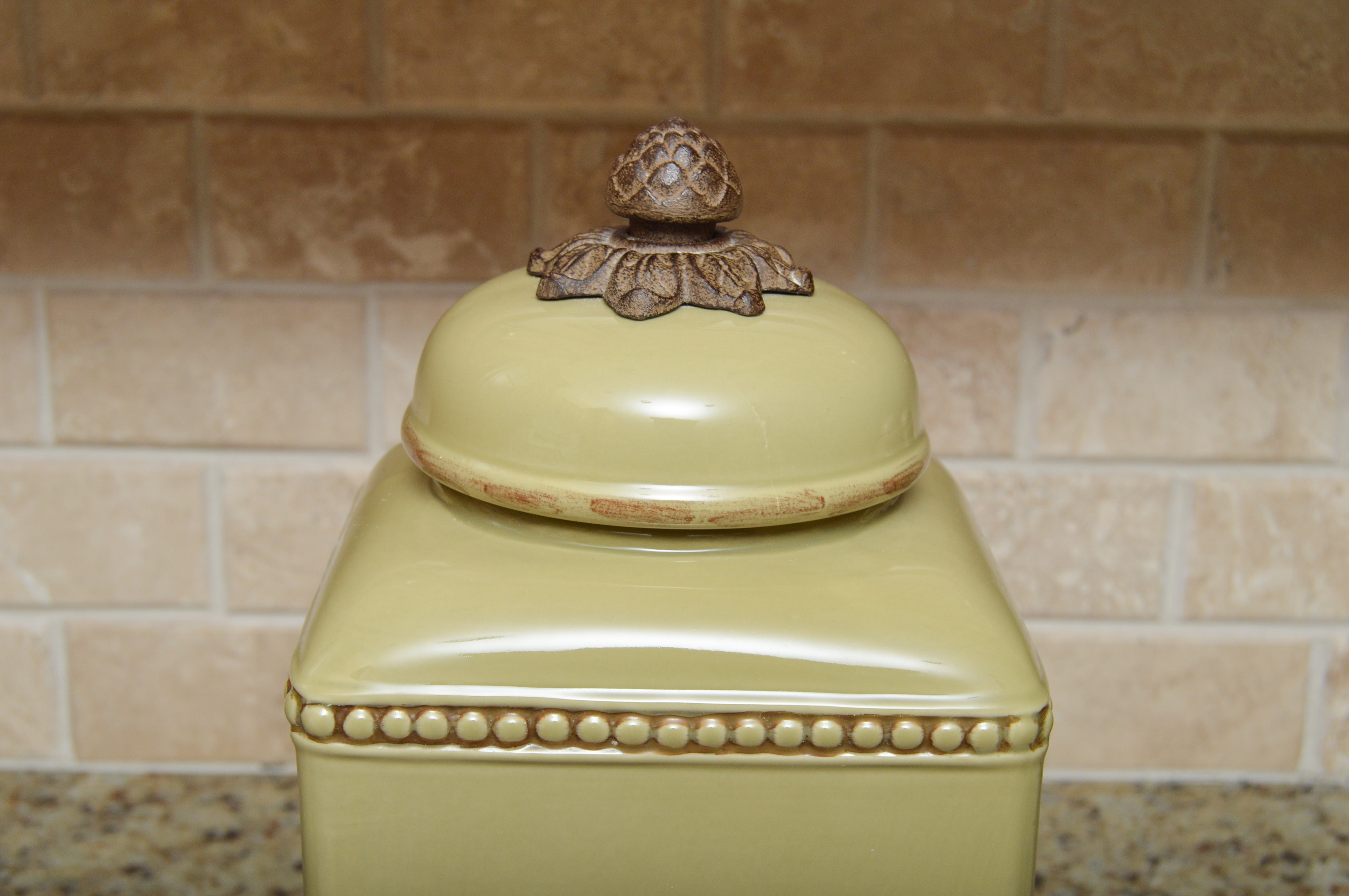Green Ceramic Canister Set by Gracious Goods