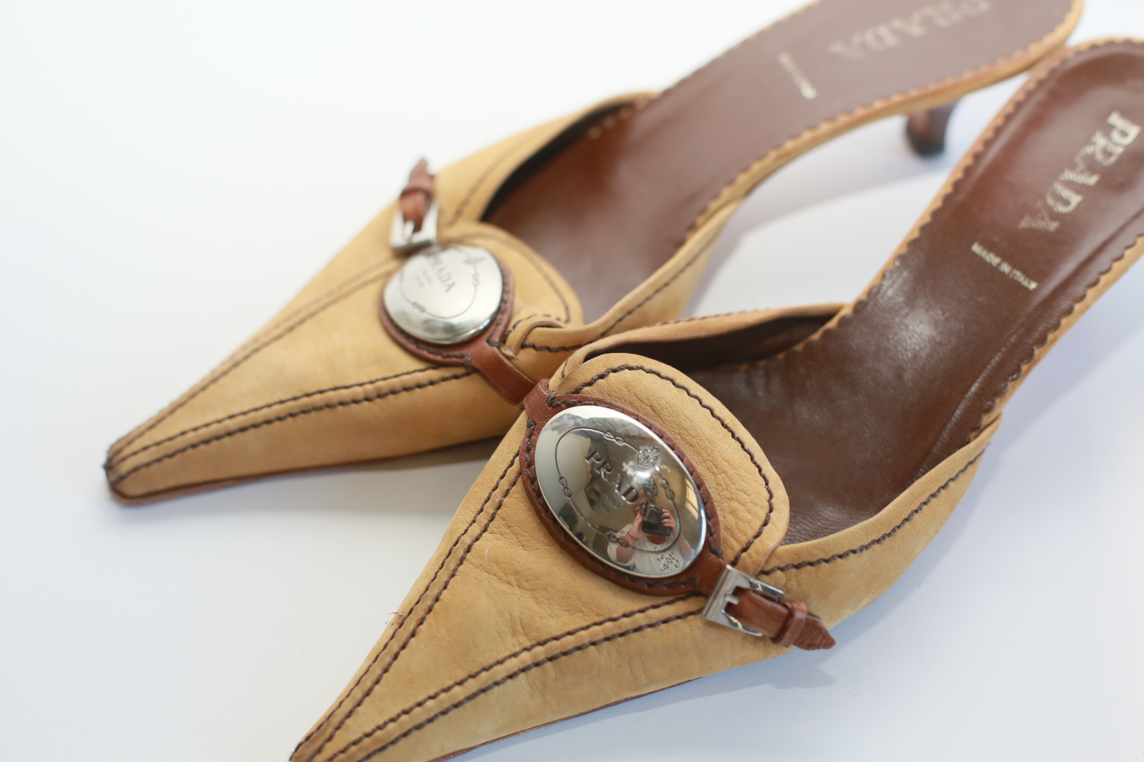 Two Pairs of Prada Low Heel Shoes