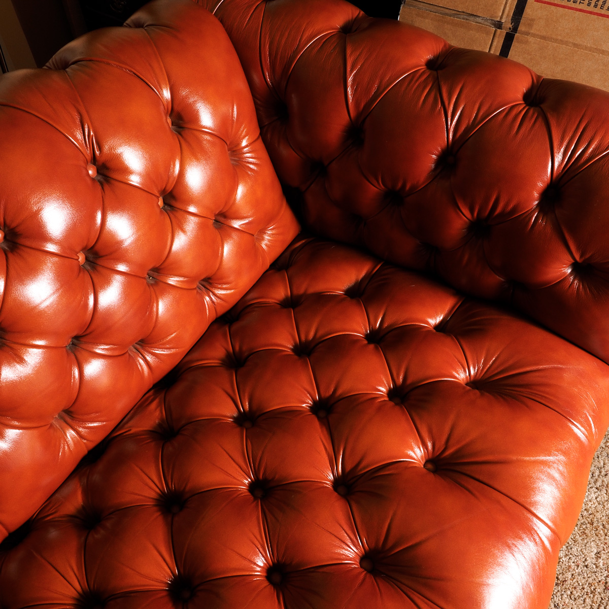 Vintage Tobacco Colored Leather Chesterfield Sofa