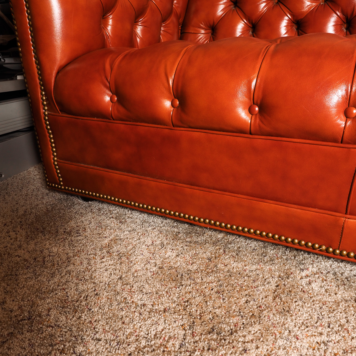 Vintage Tobacco Colored Leather Chesterfield Sofa