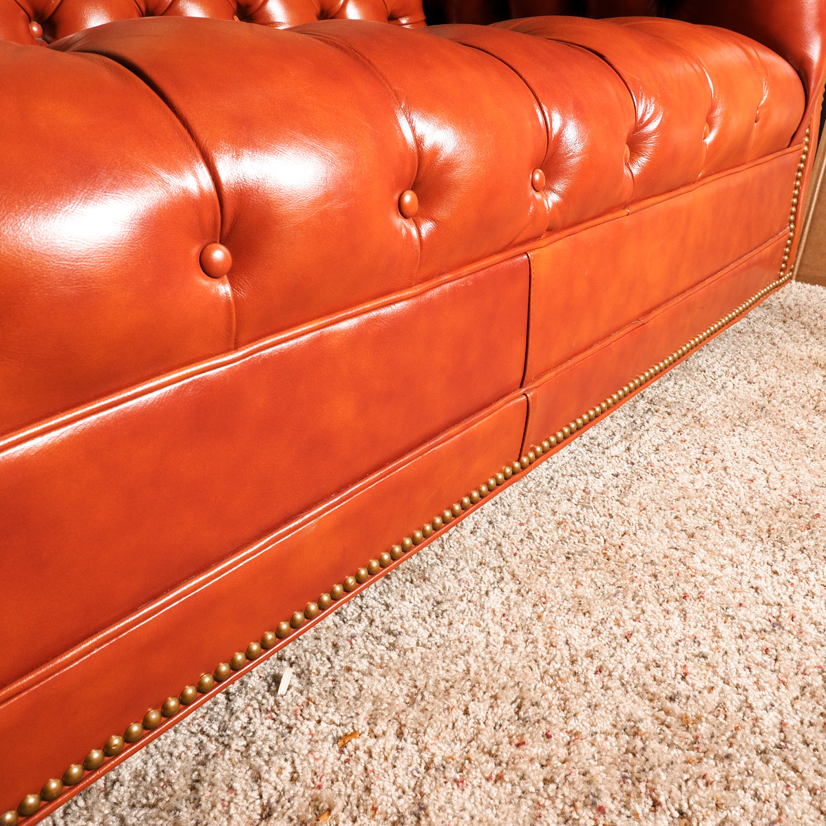 Vintage Tobacco Colored Leather Chesterfield Sofa