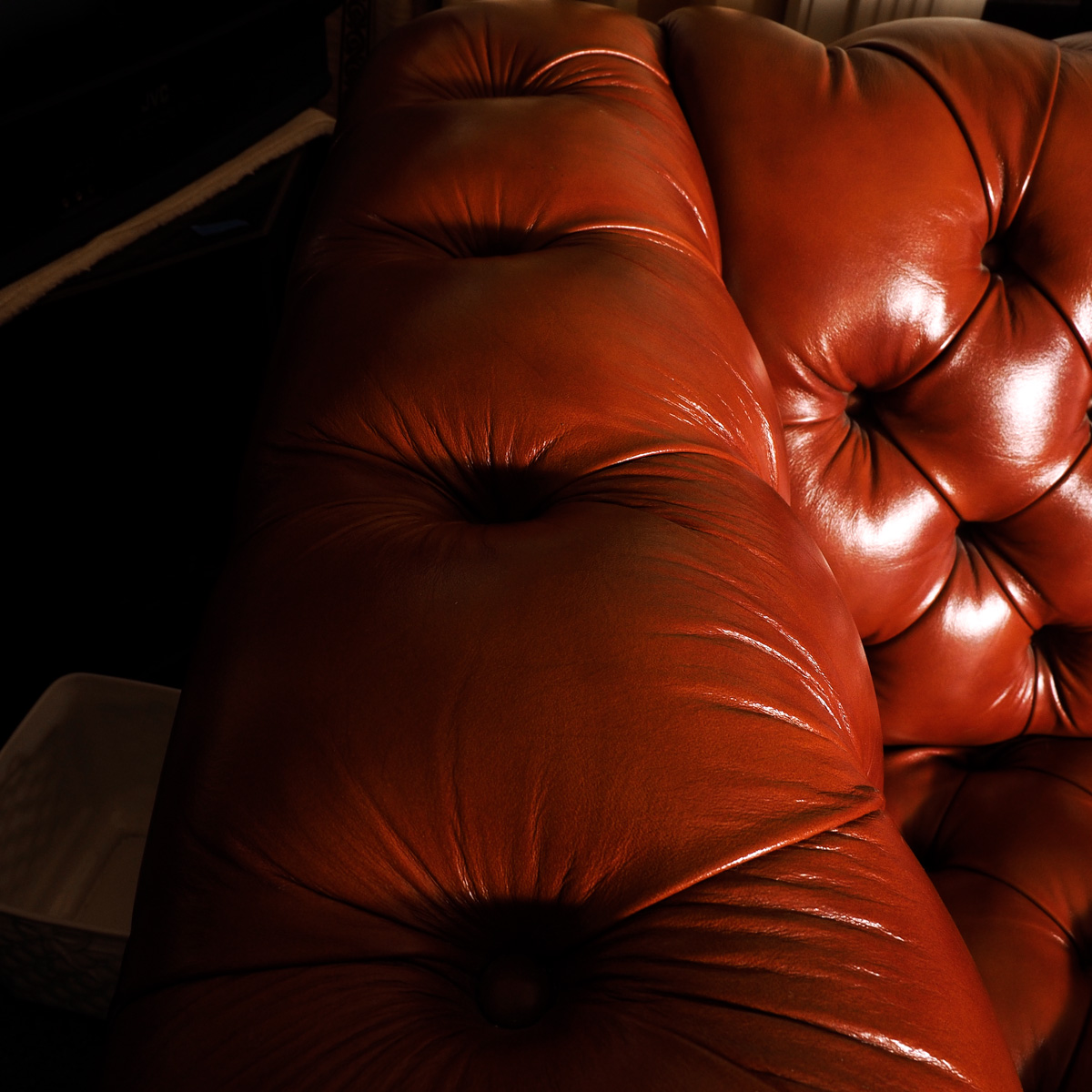 Vintage Tobacco Colored Leather Chesterfield Sofa