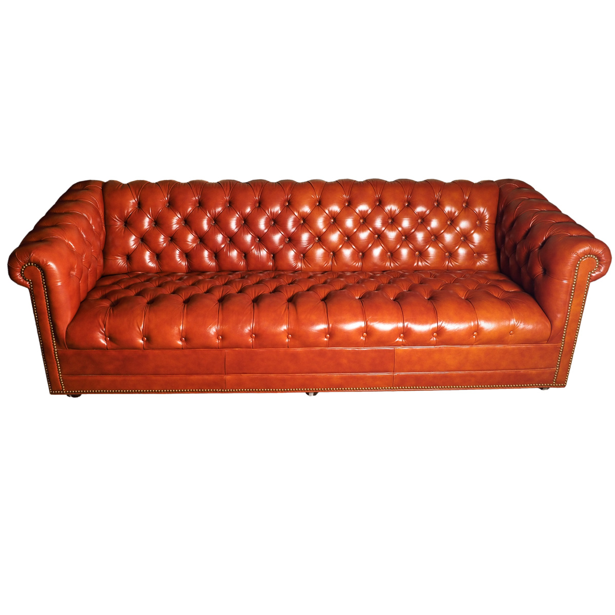 Vintage Tobacco Colored Leather Chesterfield Sofa