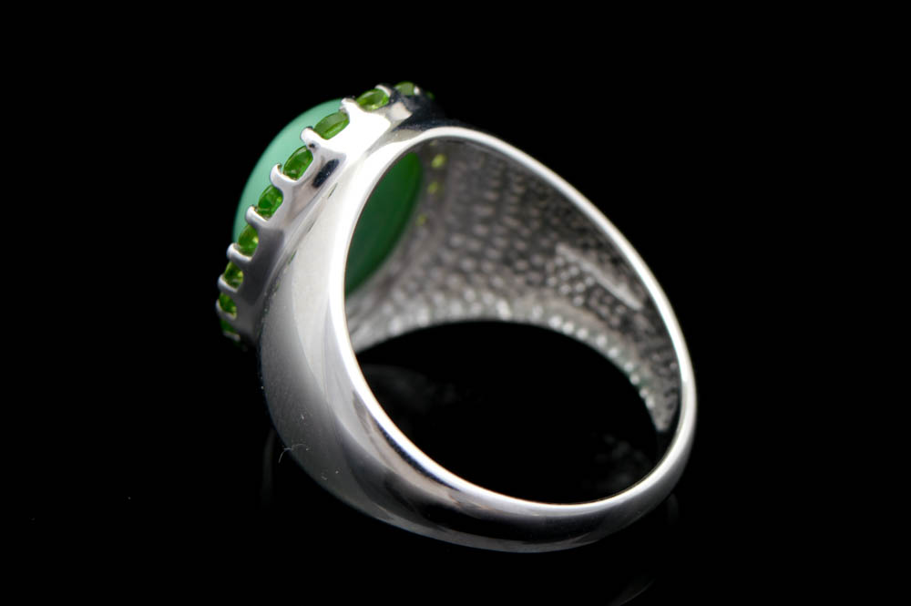 Sterling Silver, Chrysoprase and Chrome Diopside Ring