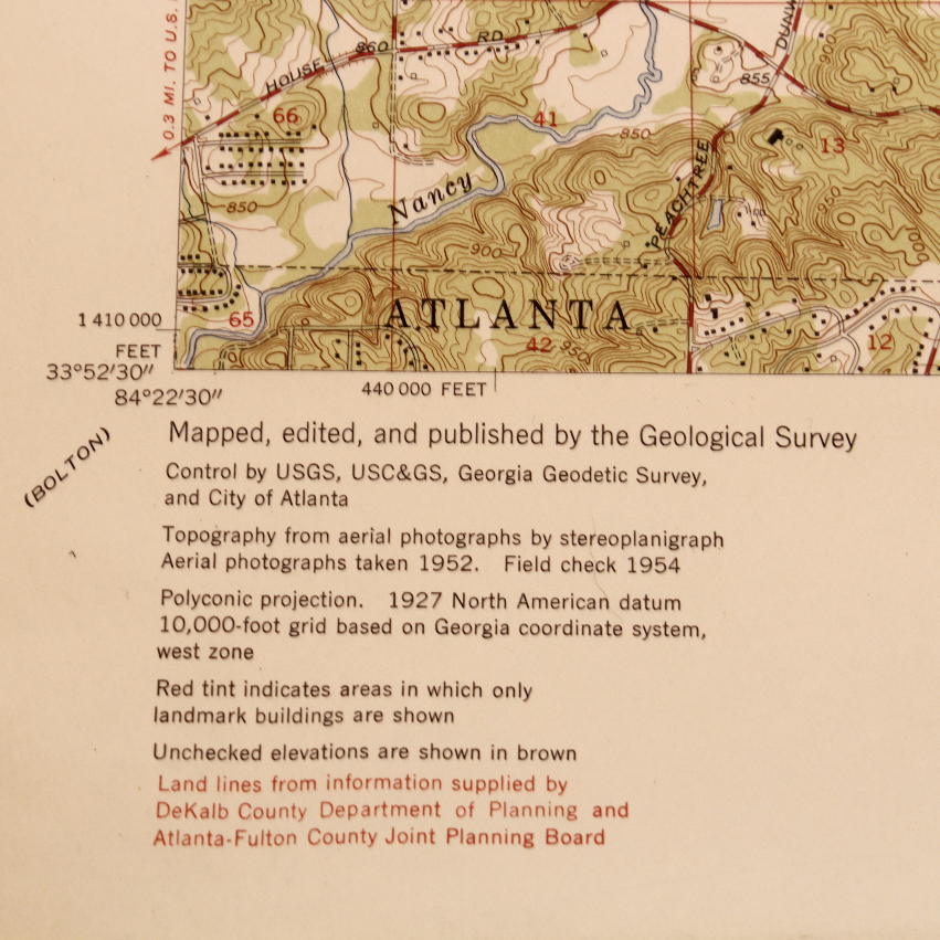 Collection of Vintage Geographical and Topographic Maps of Metro Atlanta