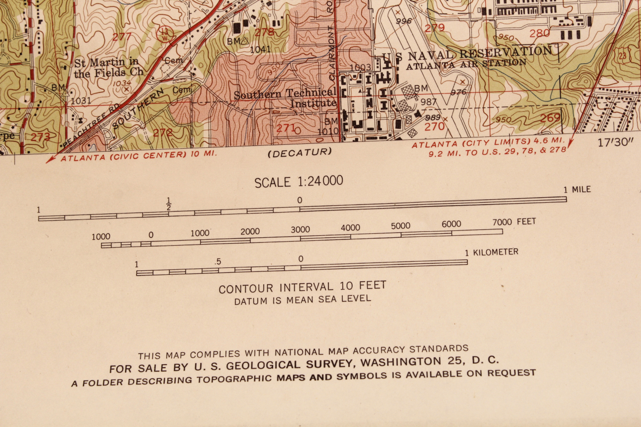 Collection of Vintage Geographical and Topographic Maps of Metro Atlanta