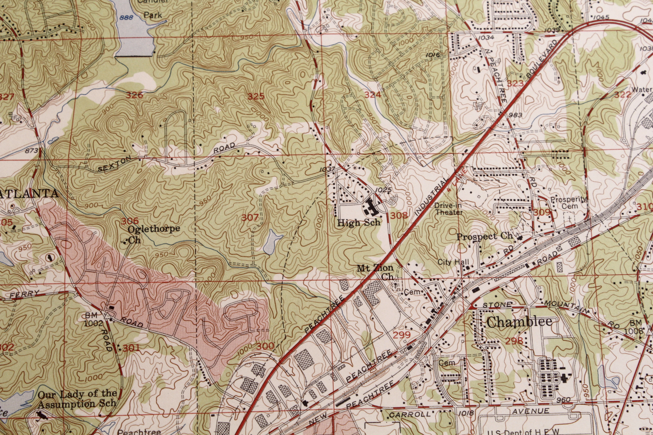 Collection of Vintage Geographical and Topographic Maps of Metro Atlanta