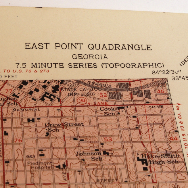 Collection of Vintage Geographical and Topographic Maps of Metro Atlanta
