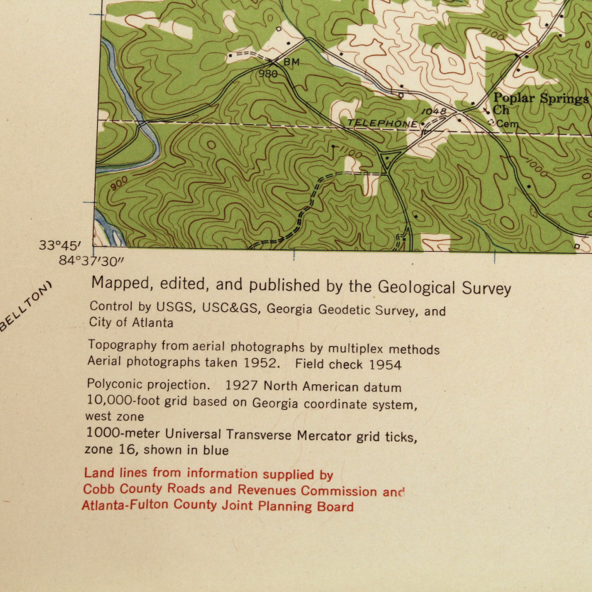 Collection of Vintage Geographical and Topographic Maps of Metro Atlanta