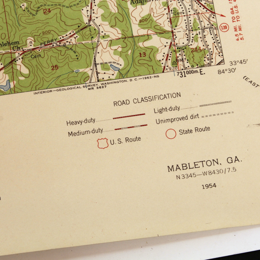 Collection of Vintage Geographical and Topographic Maps of Metro Atlanta