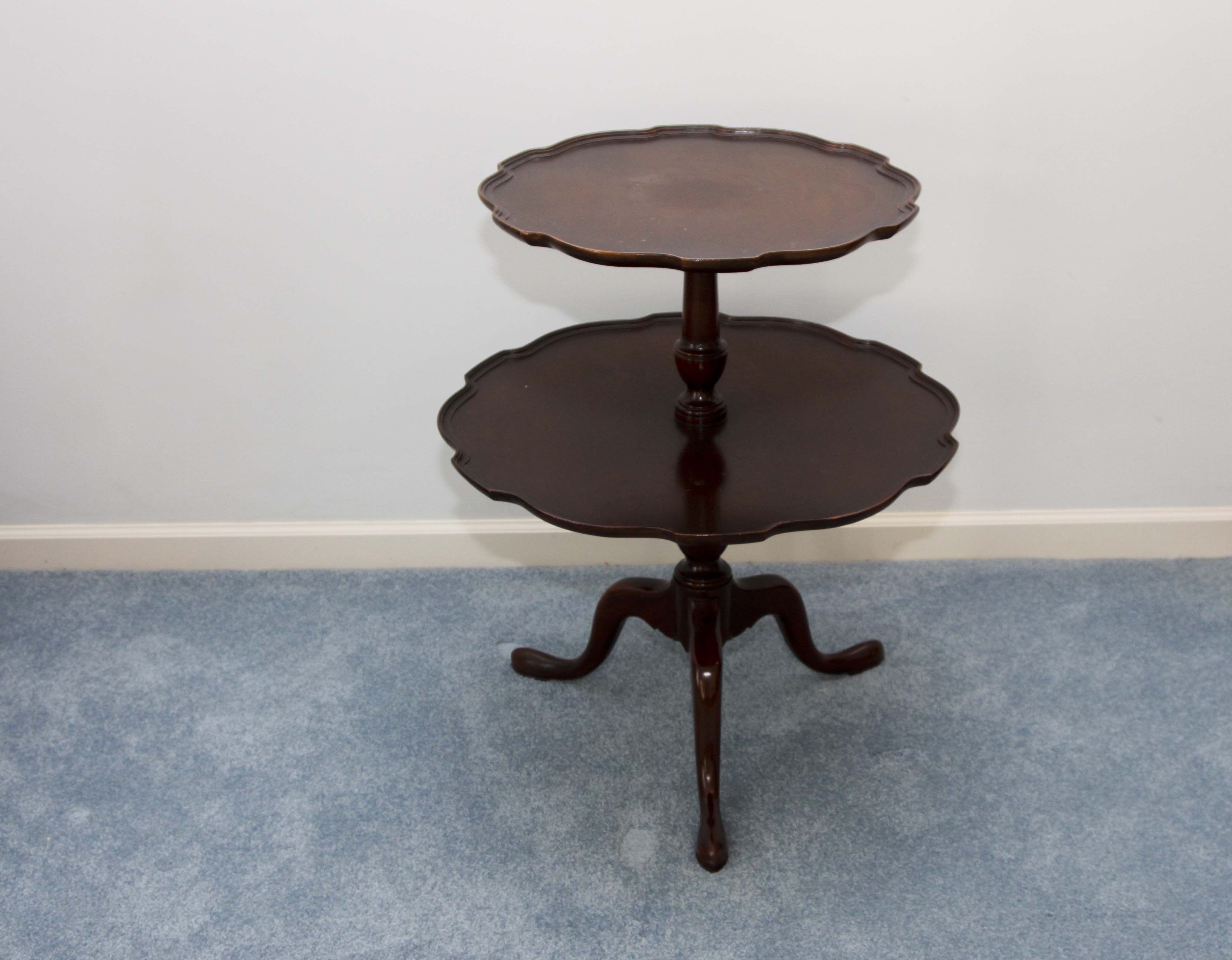 Wooden Two-Tier Pie Crust Table