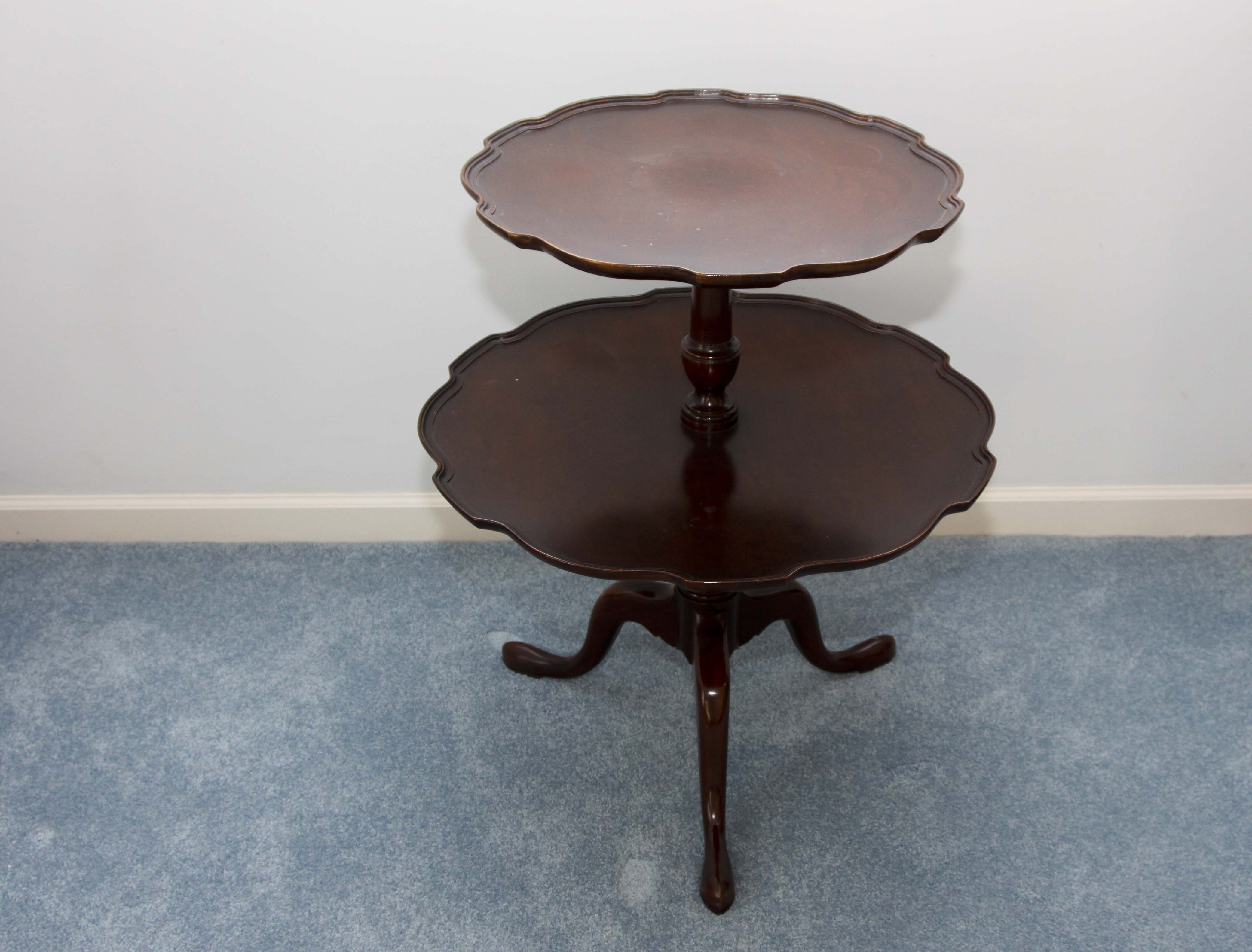 Wooden Two-Tier Pie Crust Table
