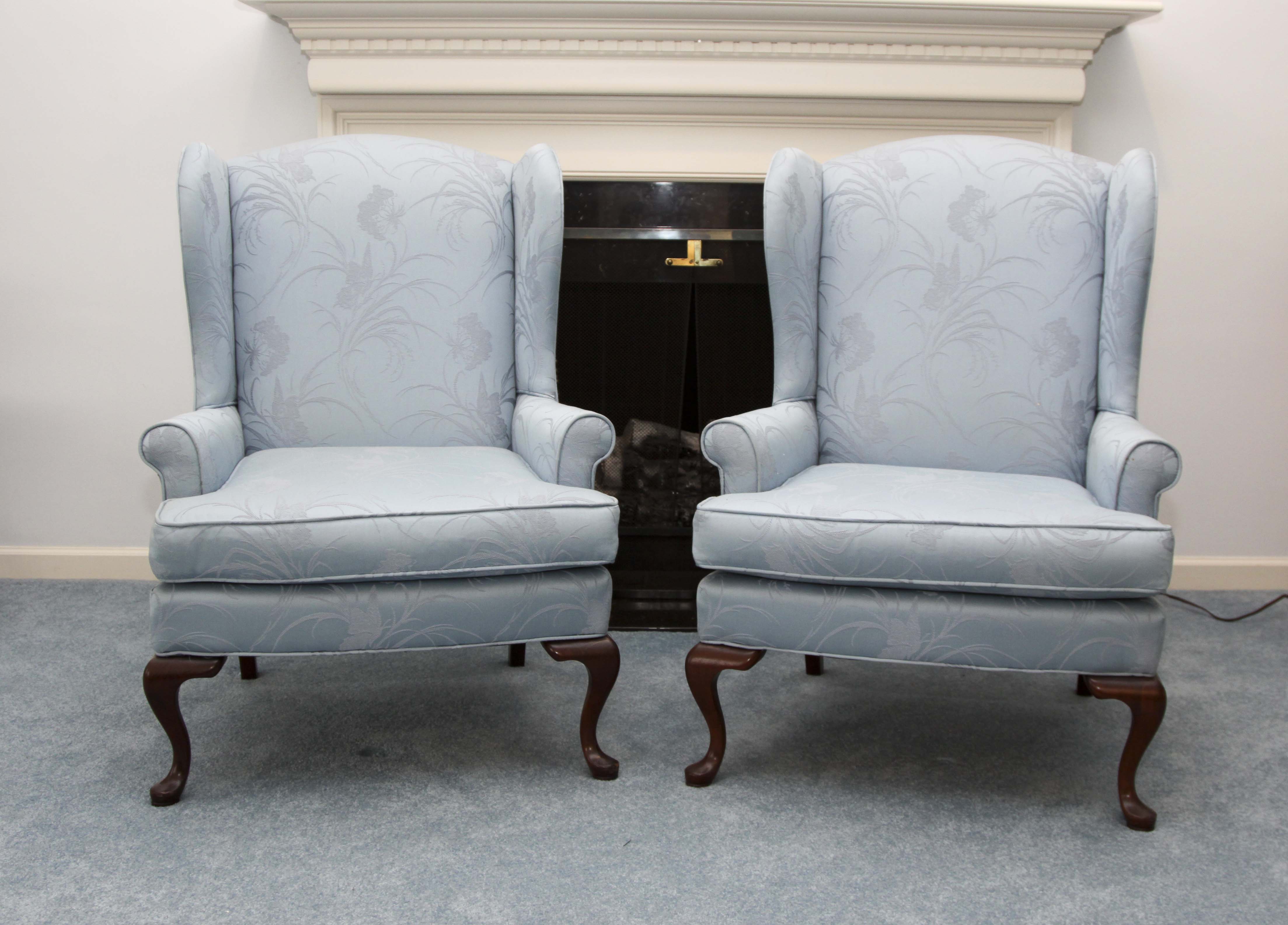 A Pair of  Key City Queen Anne Style Wingback Chairs