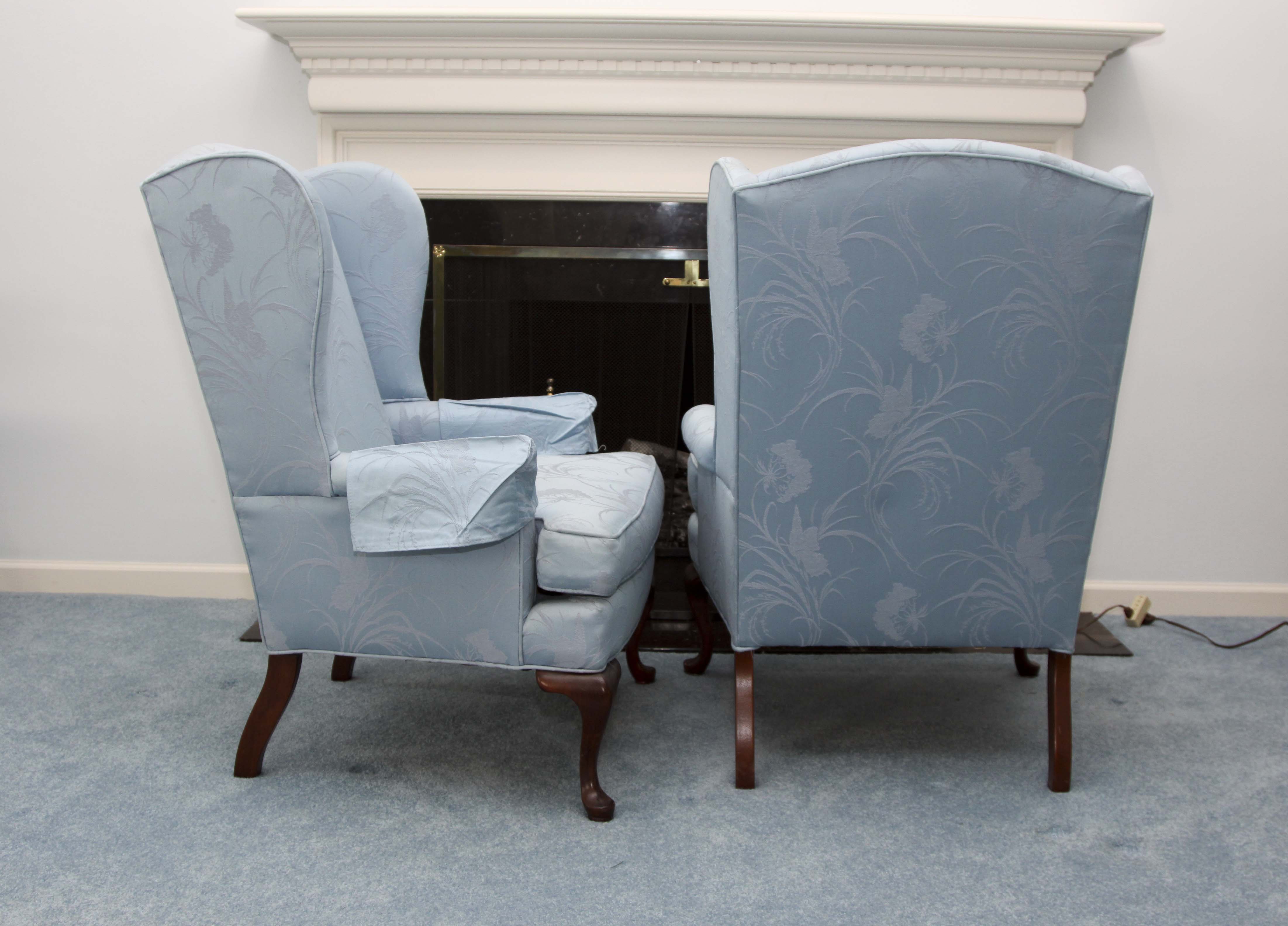 A Pair of  Key City Queen Anne Style Wingback Chairs