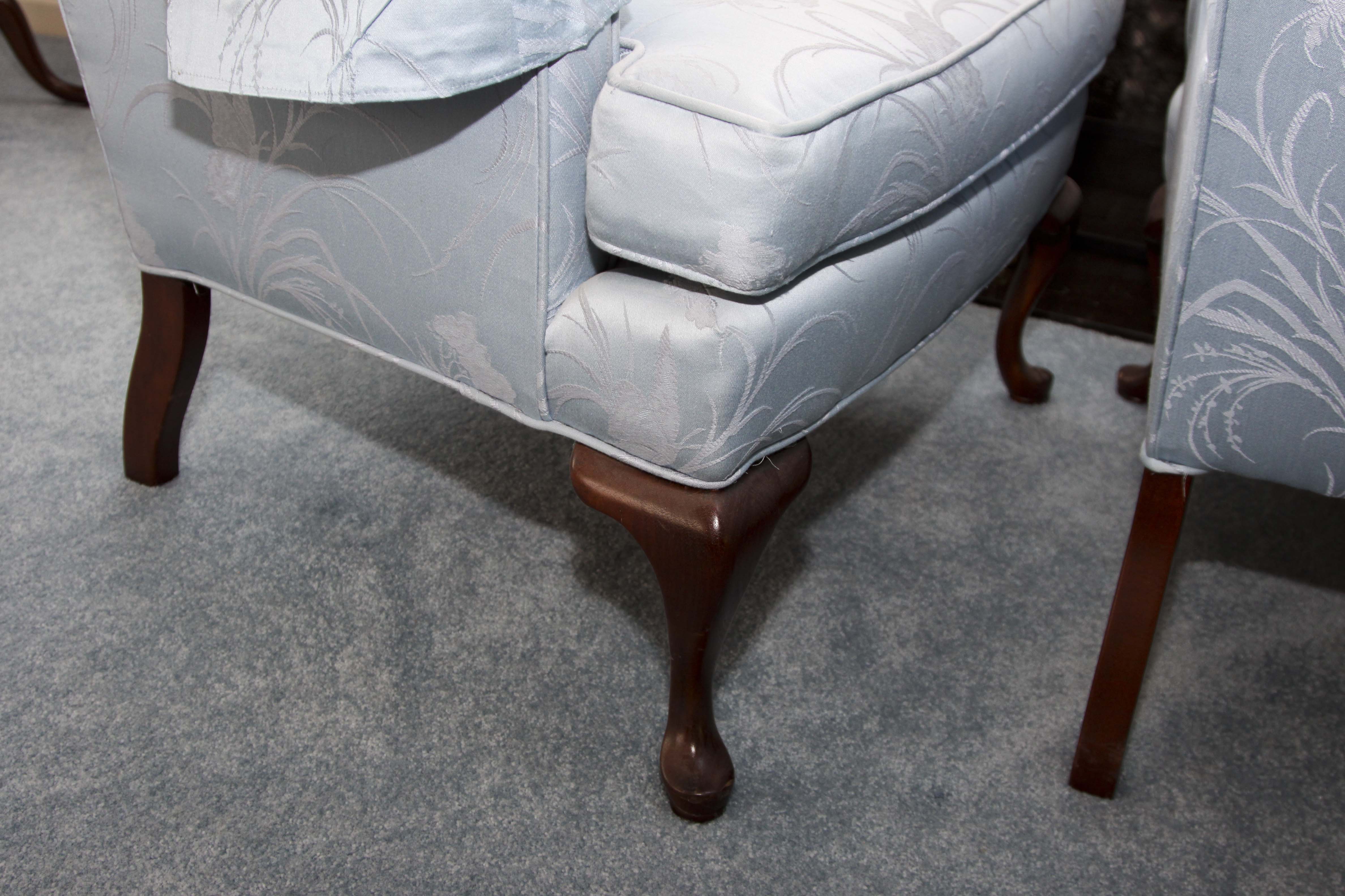 A Pair of  Key City Queen Anne Style Wingback Chairs
