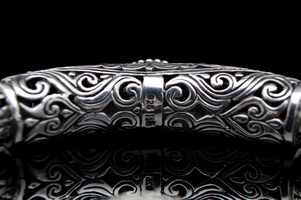 Sterling Silver, 18K Gold and Amethyst Bracelet