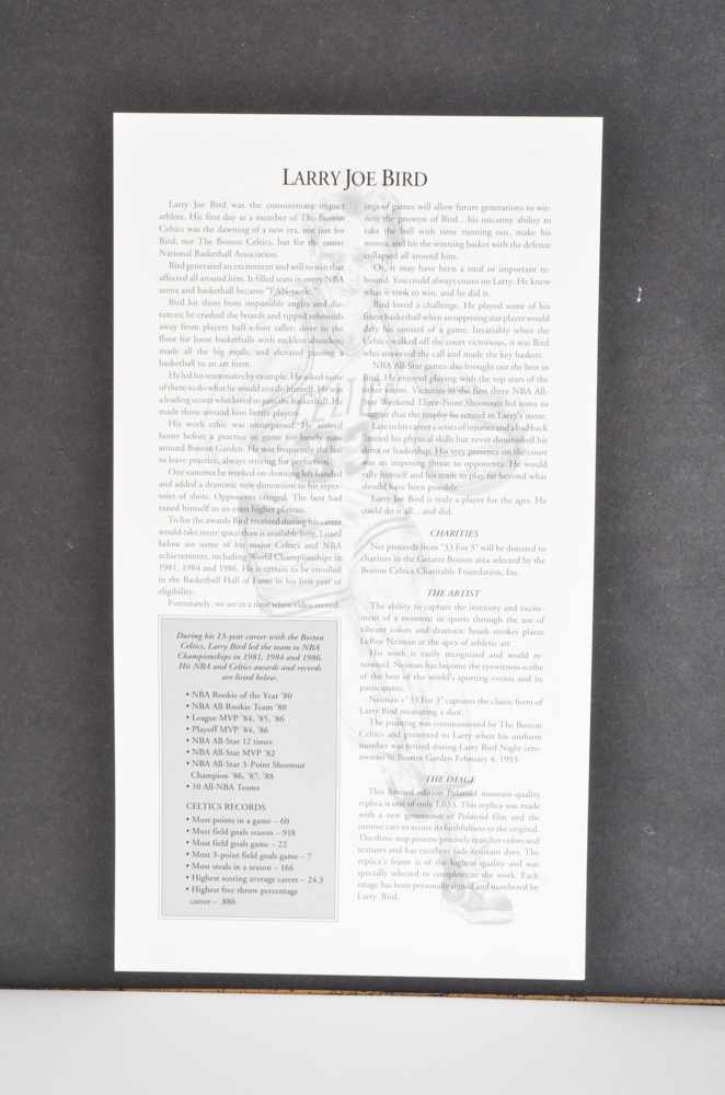 LeRoy Neiman "33 for 3" Portrait of Larry Bird