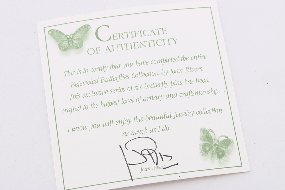 Joan Rivers Complete Bejeweled Butterfly Brooch Collection