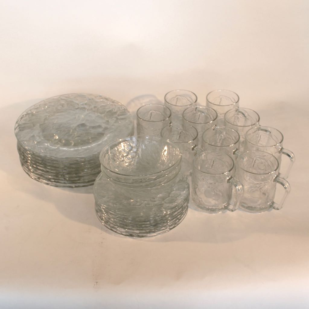 Vintage KIG Indonesia Pressed Glass Collection with Grape Motif