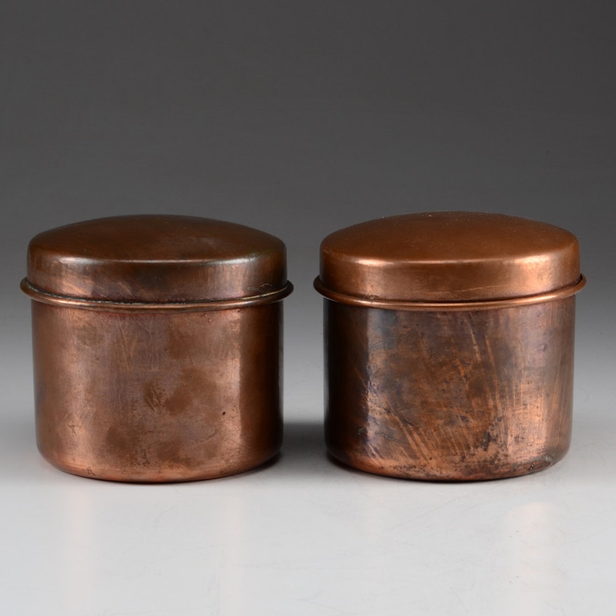 Pair of Antique Copper Containers