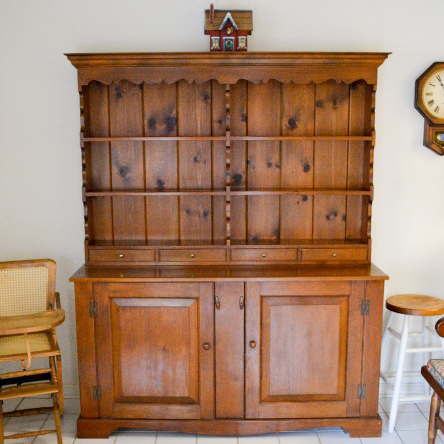 Vintage Wooden China Hutch Cabinet