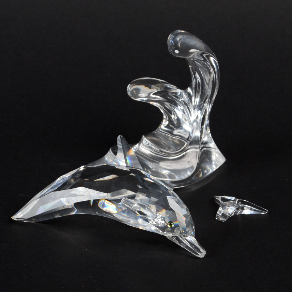 Swarovski Crystal Dolphin and Wave