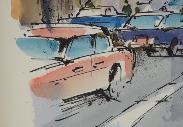 Original Watercolor on Paper "Via del Corso"