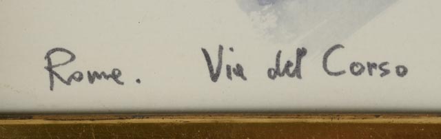 Original Watercolor on Paper "Via del Corso"