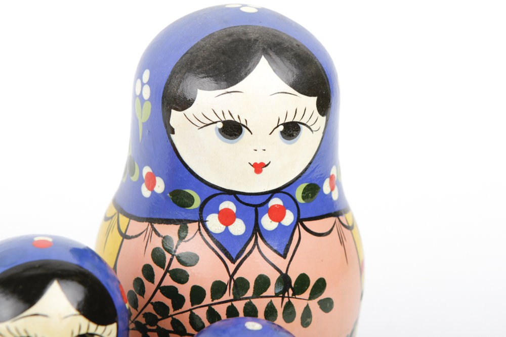 Grouping of Wooden Nesting Dolls