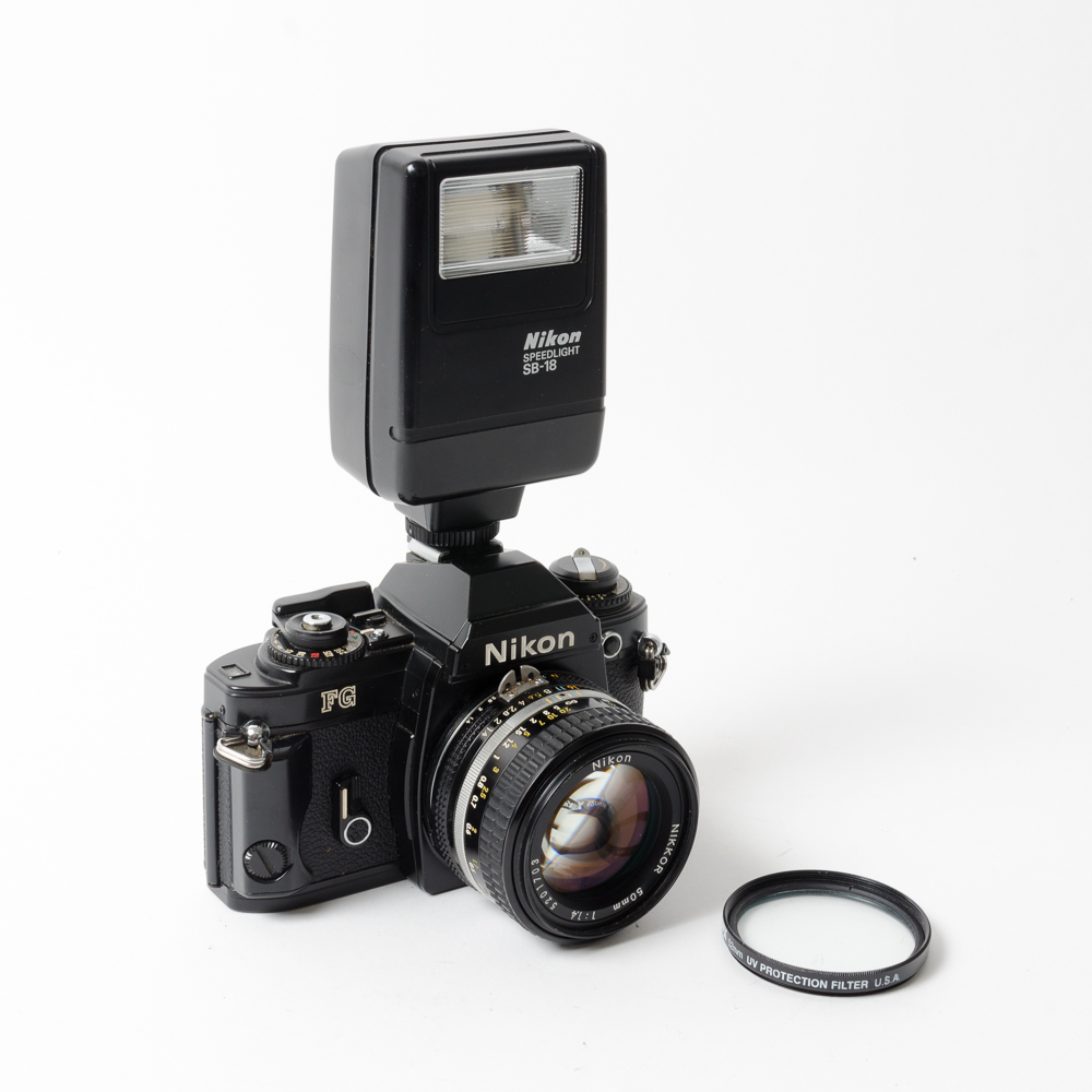 Nikon FG 35mm SLR Camera, Nikkor 50mm f/1.4 Lens and Accessories