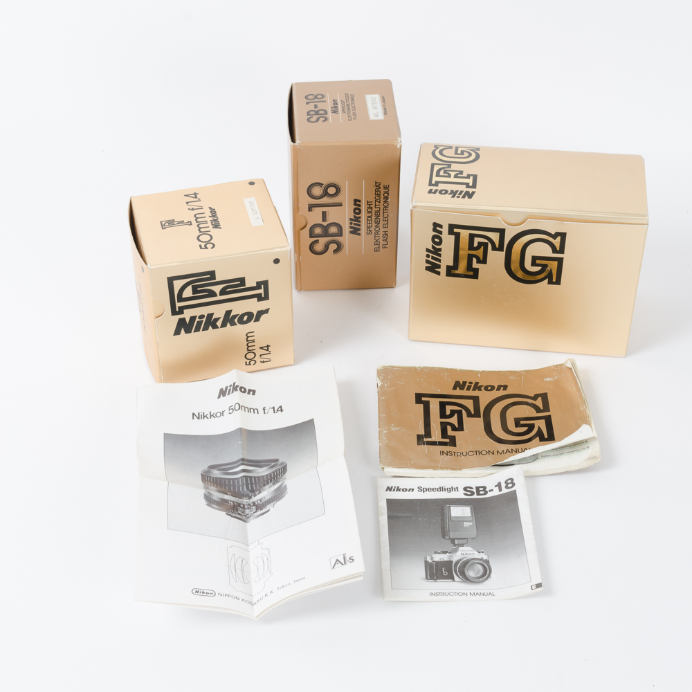 Nikon FG 35mm SLR Camera, Nikkor 50mm f/1.4 Lens and Accessories