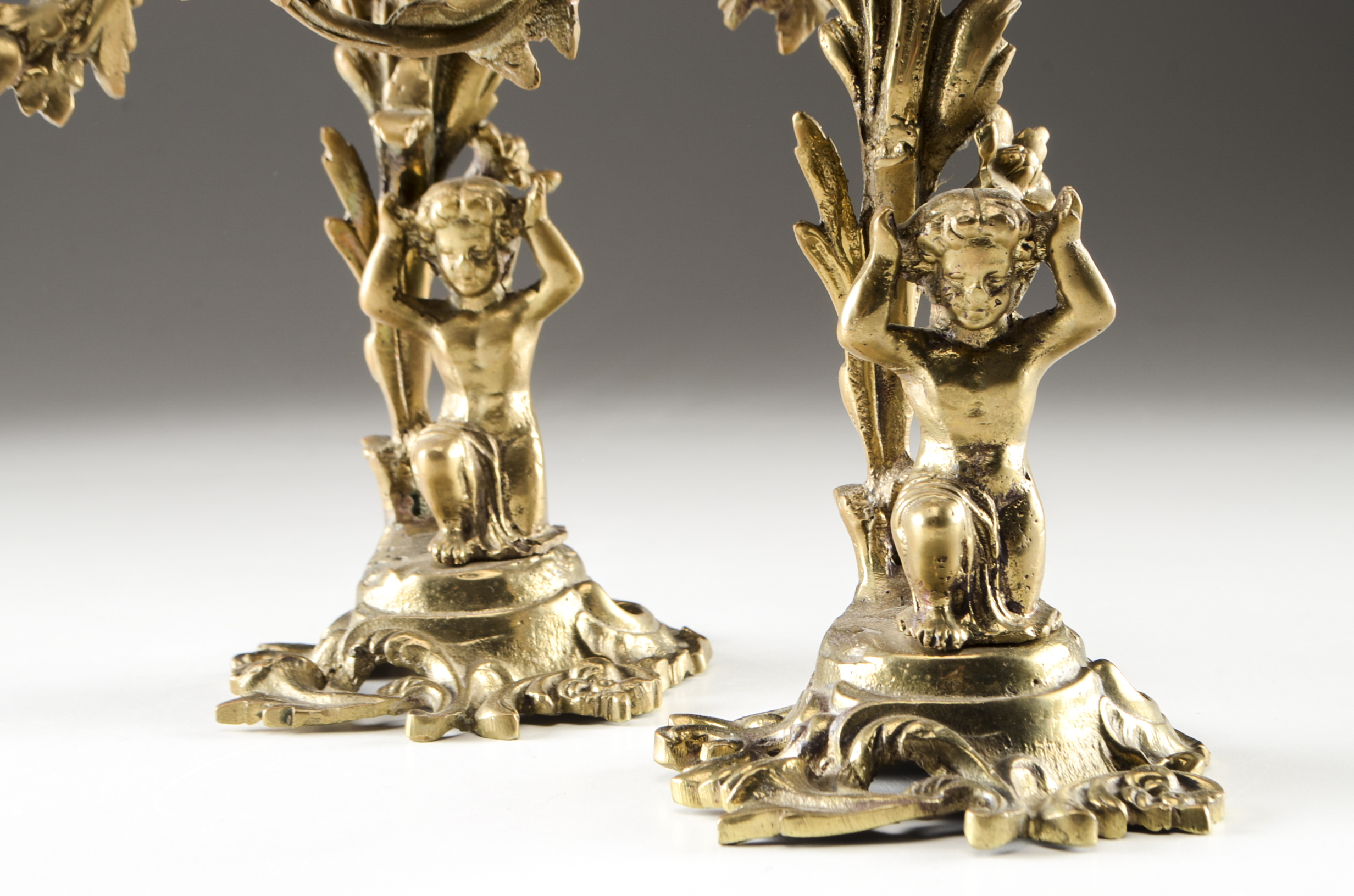 Pair of Brass Candelabras