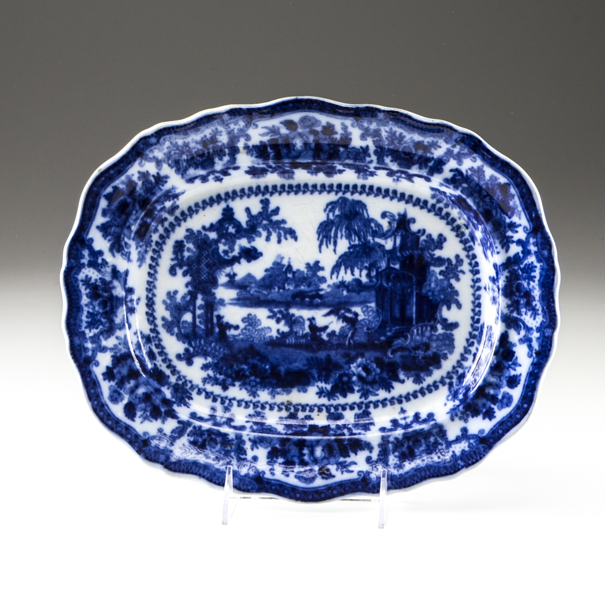 Antique Flow Bue "Fairy Villas" Platter