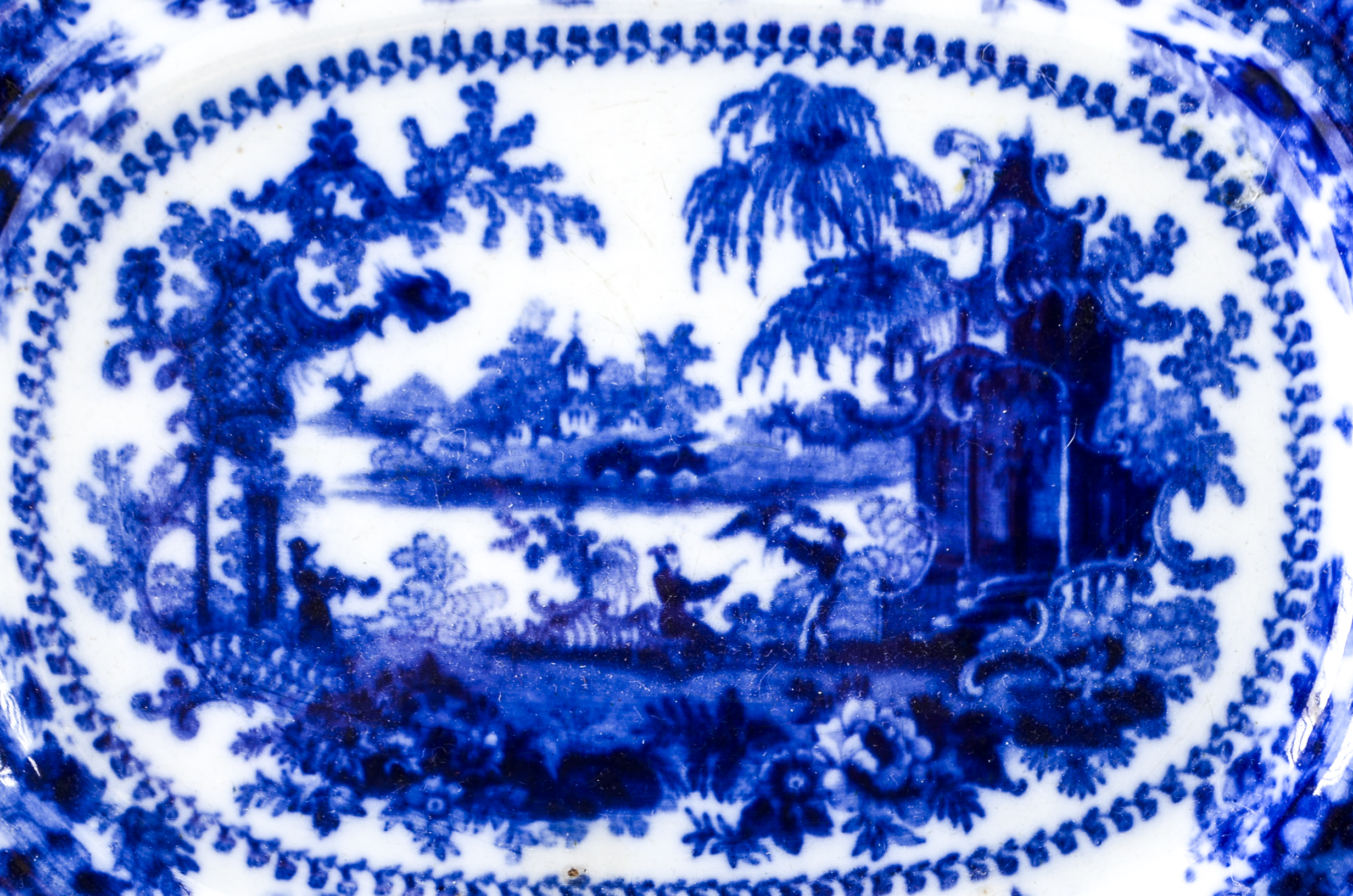 Antique Flow Bue "Fairy Villas" Platter