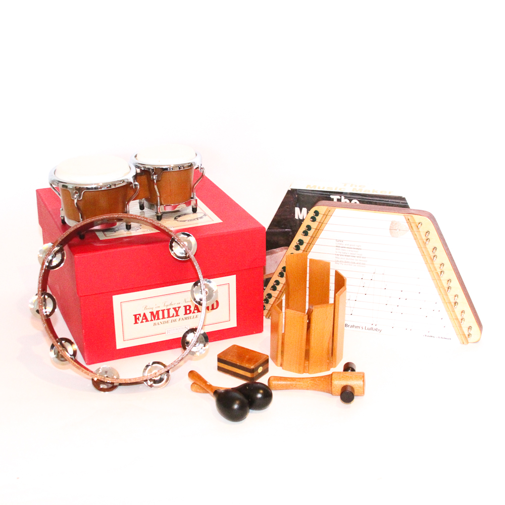 "Family Band" Home Percussion Set and "The Music Maker" Lap Harp
