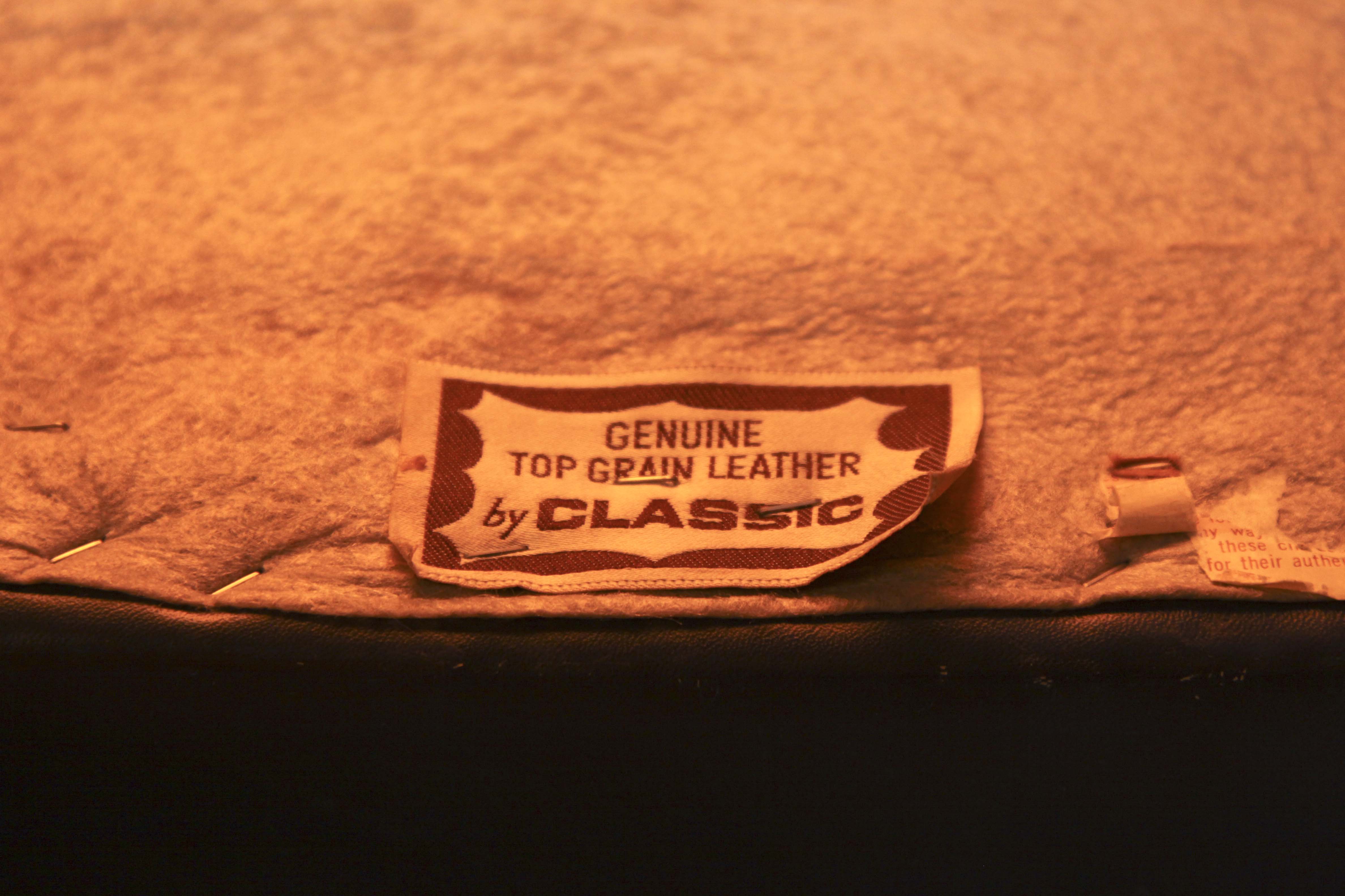 Navy Blue Leather Chair and Ottoman